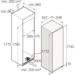 Встраиваемый холодильник ASKO RBR276DND1, 296 л, A++, Wi-Fi, Total NoFrost, ВхШхГ 1770х550х540 мм