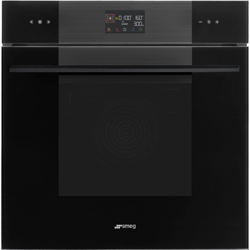 Встраиваемая электрическая духовка SMEG 60 см с микроволновкой, 11 функций, класс А+, черное стекло