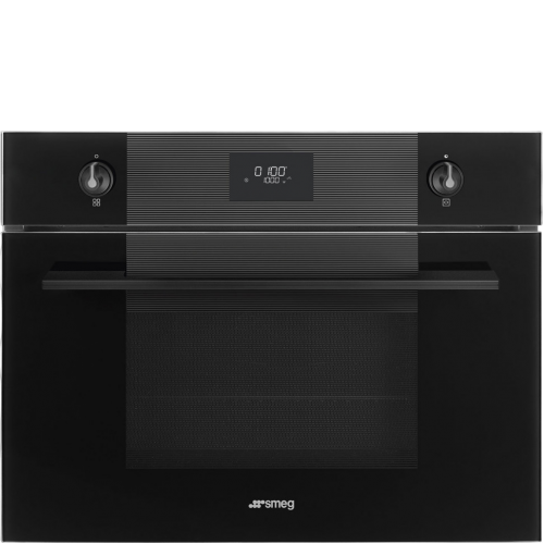Компактный многофункциональный духовой шкаф Smeg с LCD дисплеем, 9 функциями приготовления и черным стеклом Deep Black - 40 л