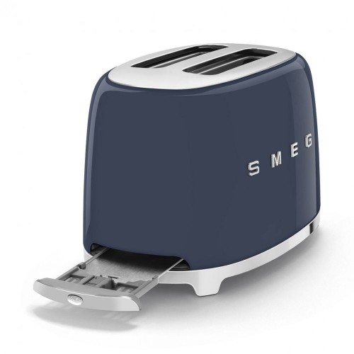 Тостер SMEG 50-х годов, 2 ломтика, нержавеющая сталь, 6 уровней поджаривания, подогрев и размораживание, темно-синий