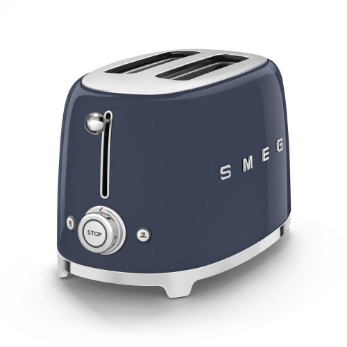 Тостер SMEG 50-х годов, 2 ломтика, нержавеющая сталь, 6 уровней поджаривания, подогрев и размораживание, темно-синий