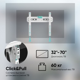 Кронштейн ONKRON TM5W для ТВ 32-65 наклон +12° VESA до 400x400, макс вес 68 кг, белый