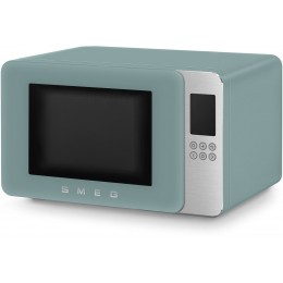 Микроволновая печь SMEG, отдельностоящая, объем 29 л, 4 функции приготовления, гриль, 18 автоматических программ, быстрый старт, размораживание, мощность 900 Вт, 5 уровней мощности, инвертер + поворотный стол, цвет изумрудно-зеленый