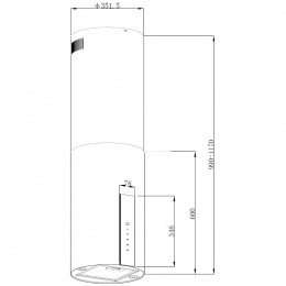 Вытяжка Korting KHA 35808 DW Cylinder, островная, 35 см, 900 м3/ч, 5 скоростей, сенсорное управление, таймер, LED освещение, белая.