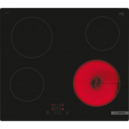 BOSCH PKE611BA2E, варочная панель, 60 см, черная, стеклокерамика, 4 конфорки, управление TouchSelect, индикатор остаточного тепла, блокировка от детей
