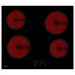 Варочная панель электрическая Evelux HEV 640 B, Hi Light, 60 см, 4 конфорки, сенсорное управление, таймер, блокировка, 6000 Вт