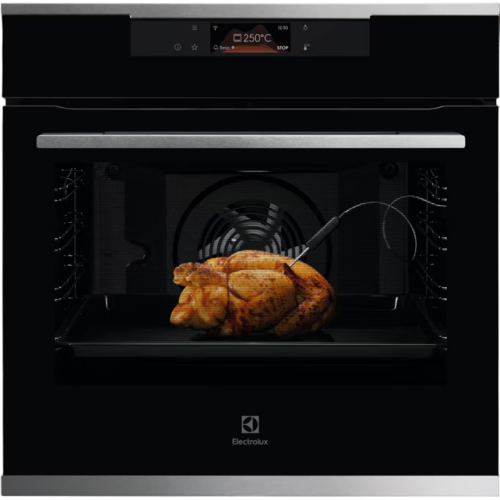 Встраиваемая электрическая духовка ELECTROLUX с пиролизом и сенсорным управлением - нержавеющая сталь, ЖК-дисплей, таймер и будильник
