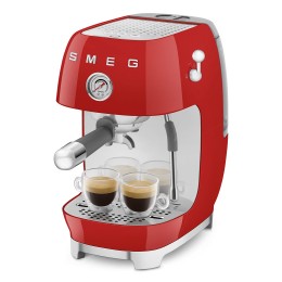 Кофемашина SMEG ECF03RDEU, эспрессо 1/2, 15 бар, капучинатор, 1.4 л, красная.