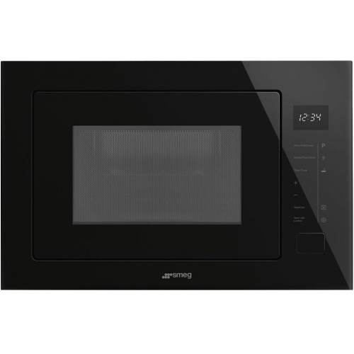 Встраиваемая микроволновая печь SMEG с 6 функциями, 8 автоматическими программами и грилем - черная, 26 л, сенсорное управление, LED-дисплей