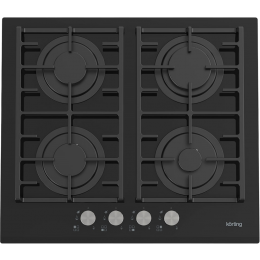 Варочная панель Korting hgg 6805 cn, газовая, 60 см, стекло, 4 конфорки, электроподжиг, газ-контроль.