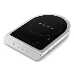 Настольная индукционная плита Smeg, 1 зона приготовления, мощность 1.45/2.1 кВт, сенсорное управление, таймер, звуковой сигнал, индикация остаточного тепла/времени, автоматическое отключение, термощуп, цвет белый