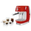 Рожковая эспрессо кофемашина SMEG 50-х годов, 15 бар, капучинатор, 1.4 л, красная