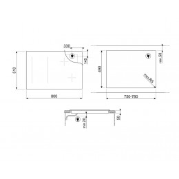 Варочная поверхность SMEG SI1M4854D, 80 см, 4 конфорки, слайдерное управление, 9 уровней мощности, автовентиляция, пауза, таймер, защита от случайного включения, MultiZone, черный цвет.