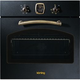Встраиваемый духовой шкаф Korting OKB 460 RN, 59.8x59.5x56 см, 6 режимов, ретро часы Frank Muller, черный+бронза.
