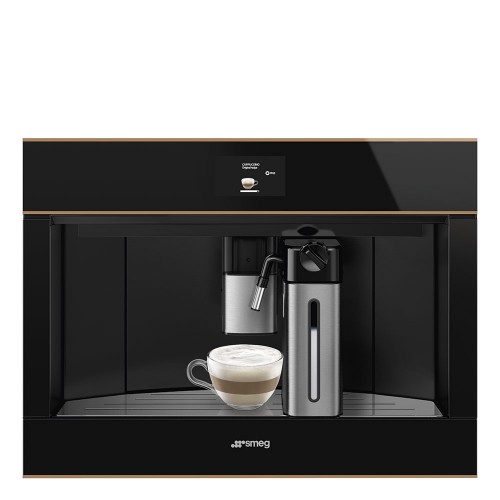 Кофемашина Smeg/ SMEG CMS4604NRRU Автоматическая кофемашина, 60 см, высота 45 см, черное стекло Eclipse, медный профиль