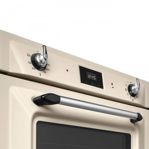 Встраиваемая электрическая духовка SMEG 60 см с пиролизом, 9 функций, кремовая, класс А