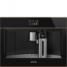 Кофемашина Smeg/ SMEG CMS4604NRRU Автоматическая кофемашина, 60 см, высота 45 см, черное стекло Eclipse, медный профиль