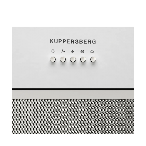 Встраиваемая вытяжка KUPPERSBERG High-Tech 60 см - Механическое управление, 780 м³/ч, 3 скорости, белая, с обратным клапаном и угольным фильтром KF-SC 2