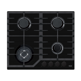 Встраиваемая варочная панель Delonghi/ Встраиваемая варочная панель Delonghi, газ, 60 см, 4 конфорки, WOK, автоподжиг, газ-контроль, чугунные решетки, цвет черное стекло