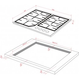 Варочная поверхность Kuppersberg/ KITCHEN RETAIL / Варочная поверхность Kuppersberg, газ, High-Tech, 59 см, автоматический электроподжиг, газ-контроль, форсунки под сжиженый газ, SABAF конфорки, чугунные решетки, цвет белый, цвет фурнитуры белый