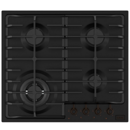 Варочная поверхность KORTING hg 674 ctcn, газовая, 60 см, 4 конфорки, WOK, газ-контроль, электроподжиг, черный/медь