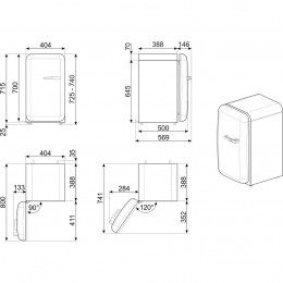 Холодильник SMEG FAB5LPG6, 34 л, ВхШхГ 725x404x500 мм, отдельностоящий, стиль 50-х, зеленый, стандартный компрессор, энергоэффективность С.
