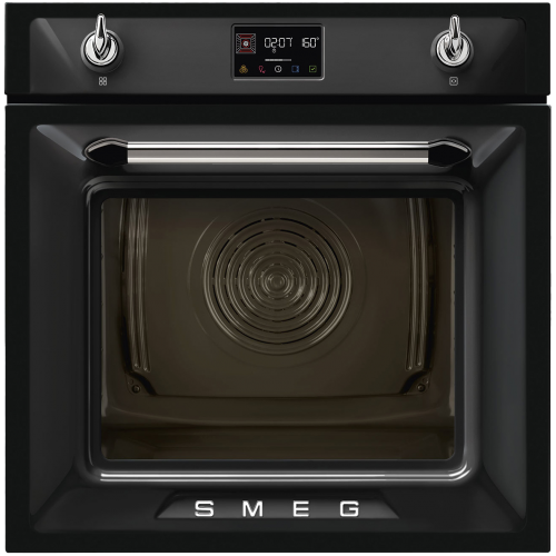 Встраиваемый духовой шкаф SMEG Victoria 60 см с пароувлажнением и пиролизом – 12 функций, черный цвет