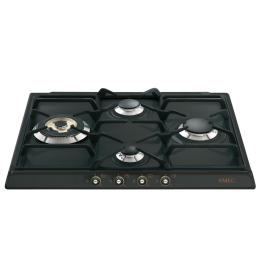 Встраиваемая газовая панель SMEG sr764ao, 60 см, антрацит, 4 горелки, латунная фурнитура
