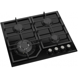 Газовая варочная панель Kuppersberg TG 68 B, 4 конфорки, WOK, газ-контроль, черная стеклянная поверхность.