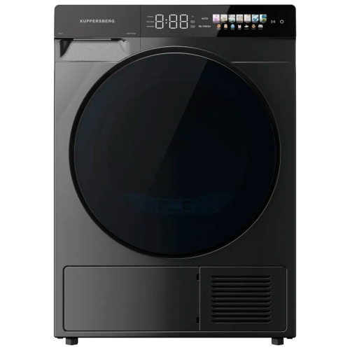 Сушильная машина KUPPERSBERG/ KITCHEN RETAIL / Сушильная машина KUPPERSBERG, High-Tech, загрузка 10 кг, 16 программ, тепловой насос, отсрочка старта, реверс барабана, ультрафиолет, сенсорное управление, блокировка от детей, энергоэффективность А+, цвет се