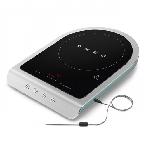 Настольная индукционная плита Smeg 1 зона, 1.45/2.1 кВт, сенсорное управление, таймер, изумрудно-зеленая