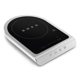Настольная индукционная плита Smeg, 1 зона приготовления, мощность 1.45/2.1 кВт, сенсорное управление, таймер, звуковой сигнал, индикация остаточного тепла/времени, автоматическое отключение, термощуп, цвет белый