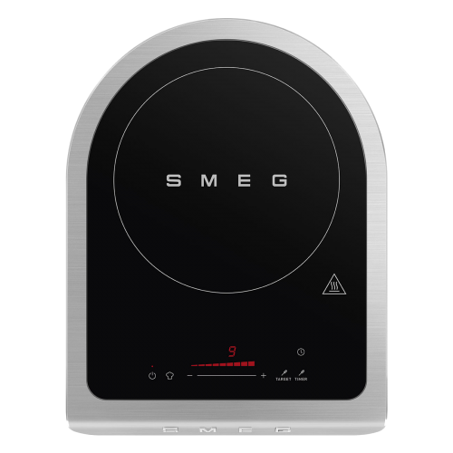 Настольная индукционная плита Smeg 1 зона, 1.45/2.1 кВт, сенсорное управление, таймер, изумрудно-зеленая