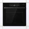 Встраиваемая электрическая духовка GORENJE 60 см с сенсорным программатором, паровым приготовлением и функцией пицца - черная, 77л, пиролиз, телескопические направляющие.