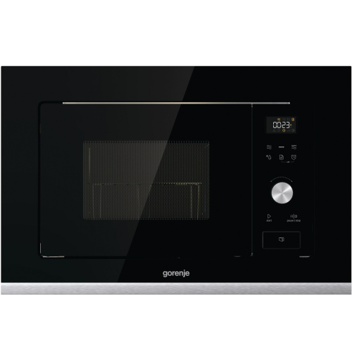 Встраиваемая микроволновая печь GORENJE с электронным управлением, черная, 20 л, левостороннее открывание, размеры 59,5 × 38,8 × 34,4 см