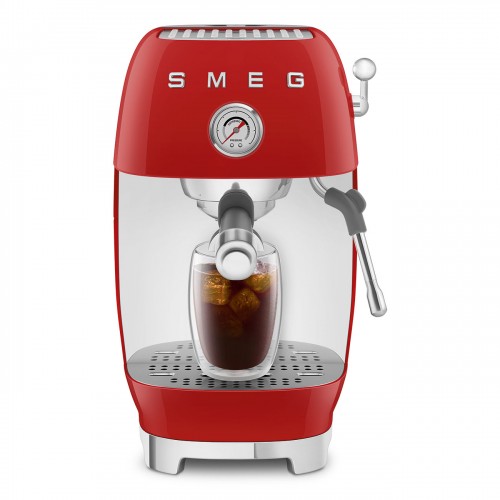 Рожковая эспрессо кофемашина SMEG 50-х годов, 15 бар, капучинатор, 1.4 л, красная