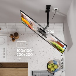 Кронштейн ONKRON M4S Black, 17-43'', VESA до 200x200 мм, наклон ±8°, поворот 180°, макс. вес 35 кг.