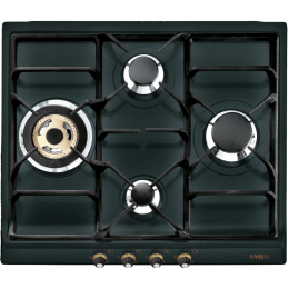 Встраиваемая газовая панель SMEG sr764ao, 60 см, антрацит, 4 горелки, латунная фурнитура