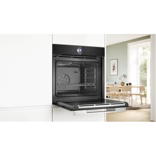 Духовой шкаф-пароварка Home Connect!! Serie 8 — черный, 21 режим, сенсорное управление, приготовление на пару, 4-слойное остекление, TFT-дисплеи 2,5