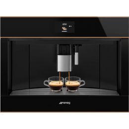 Кофемашина Smeg/ SMEG CMS4604NRRU Автоматическая кофемашина, 60 см, высота 45 см, черное стекло Eclipse, медный профиль
