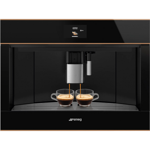 Кофемашина Smeg/ SMEG CMS4604NRRU Автоматическая кофемашина, 60 см, высота 45 см, черное стекло Eclipse, медный профиль