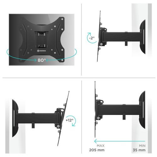 Кронштейн ONKRON для телевизоров 17-43 с наклоном и поворотом - черный