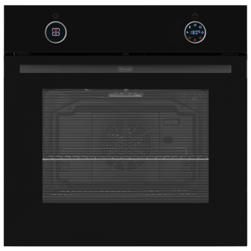 Встраиваемый духовой шкаф Delonghi 78 л с 12 режимами, конвекцией и грилем - черный, Air Fry, таймер, телескопические направляющие