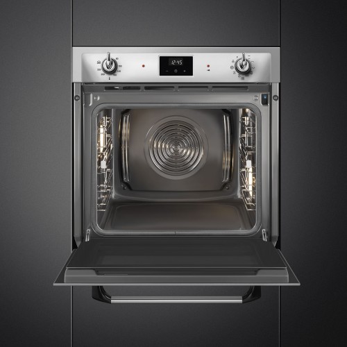 Духовой шкаф Smeg/ Духовой шкаф Smeg, 60 см, пиролитическая очистка, 9 функций приготовления, поворотные переключатели, таймер, автоматическое отключение, полезный объем 68л, энергоэффективность А, цвет нержавеющая сталь