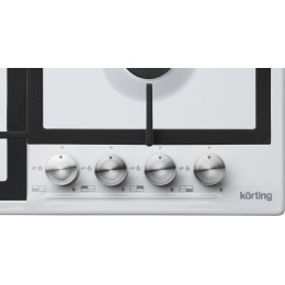 Варочная панель Korting hg 665 ctw, 60x51 см, газ, электроподжиг, газ-контроль, WOK, белая
