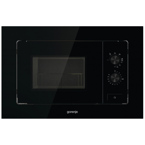 Встраиваемая микроволновая печь GORENJE с механическим управлением, черная, объем 20 л, размеры 59,5×38,8×34,4 см