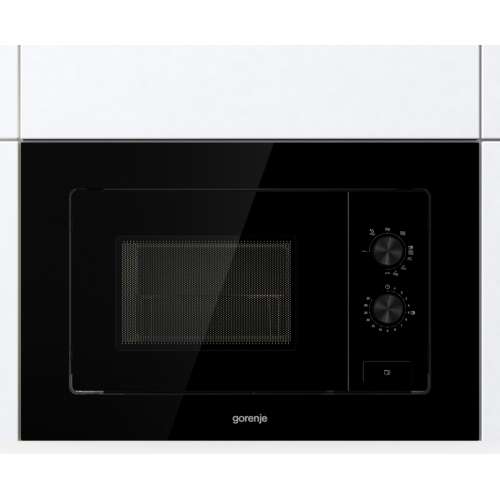 Встраиваемая микроволновая печь GORENJE с механическим управлением, черная, объем 20 л, размеры 59,5×38,8×34,4 см