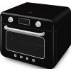 Мини-печь Smeg 30 л с LCD дисплеем, 10 функциями, паром и галогенной подсветкой в стиле 50-х, черная