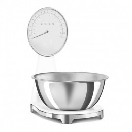 Кухонные весы SMEG KSF01WHWW, белые, макс. вес 5 кг, шаг 1 г, LED-дисплей.