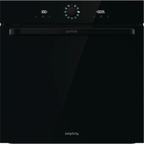 Встраиваемый духовой шкаф GORENJE 60 см, 77 л, черный, 10 режимов, паровая очистка AquaClean, телескопические направляющие